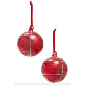 Rachel Parcell Tartan Plaid Glass Ornaments | Set of 4 | MSRP $58